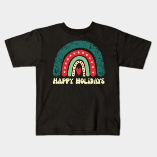 Happy Holidays Christmas Rainbow Kids T-Shirt